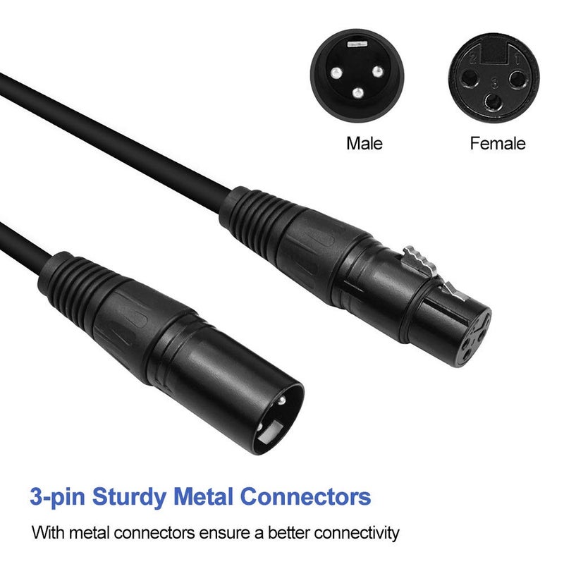 WorldLite 6.5ft DMX Cable, 10PCS 2m DMX Signal Cables Signal Wires, 3-Pin XLR Male to Female Stage Light Cable with Metal connectors, Connection for DMX512 Stage & DJ Lighting fixtures - Image 3